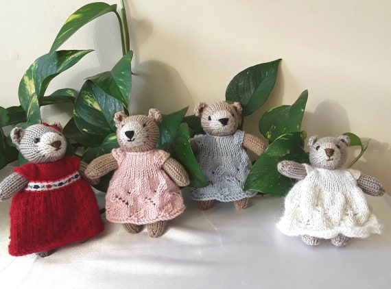 Cute Little Handknitted Dressed Bears.
