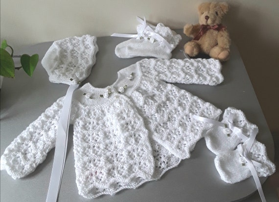 Handknitted Baby Matinee Coat Set