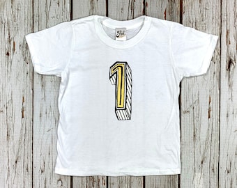 Número 1 camiseta para niños- Primer cumpleaños- Niños & Niñas Un Tee- 1er año bebé! Traje de fiesta de edad. Vendedor del Reino Unido