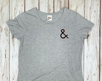 Womens Bio Ampersand T-Shirt - Personalisieren Damen Top, Alphabet t-Shirt, Größen XS- 2XL. 'Branson' Kupfer Schriftart. & und