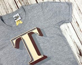 Childrens Alphabet T-Shirt-  Personalise your Kids Initial Monogram top. Any Letter from our Stirling Shadow Font.