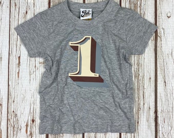 Ready to ship: Kids Number 1 T-Shirt. Birthday Child shirt. Children's Tee's age 1-2 Stirling Shadow