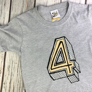 Kids Number four T-Shirt- Fourth Birthday Childs 4 tshirt- 4th outfit for boy or girl- Any size! Fantastic Four! Custom Age 4