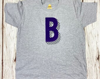 Ready to ship: Kids purple letter B T-Shirt. Birthday/Age Child shirt. Children's Tee's