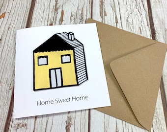 Handgemachtes Neues Zuhause. Personalisierte Schwarze Individuelle Grüße - Home Sweet Home!