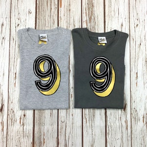 Number nine T-Shirt. 9 year old girl/ boy birthday shirt, 9th Birthday outfit, kids Ninth tshirt- Any size! Age 9