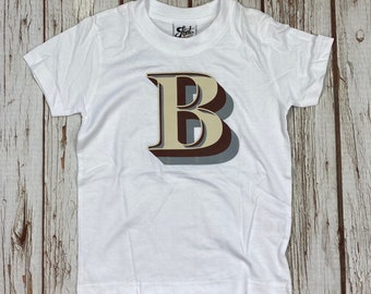 Ready to ship: Kids letter B T-Shirt. Birthday Child shirt. Children's Tee's age 3-4 Stirling Shadow