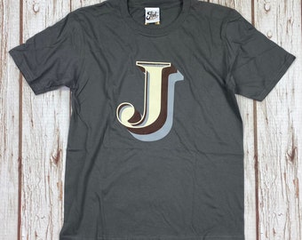 Ready to ship: Kids letter J T-Shirt. Birthday Child shirt. Children's Tee's age 12-14 Stirling Shadow
