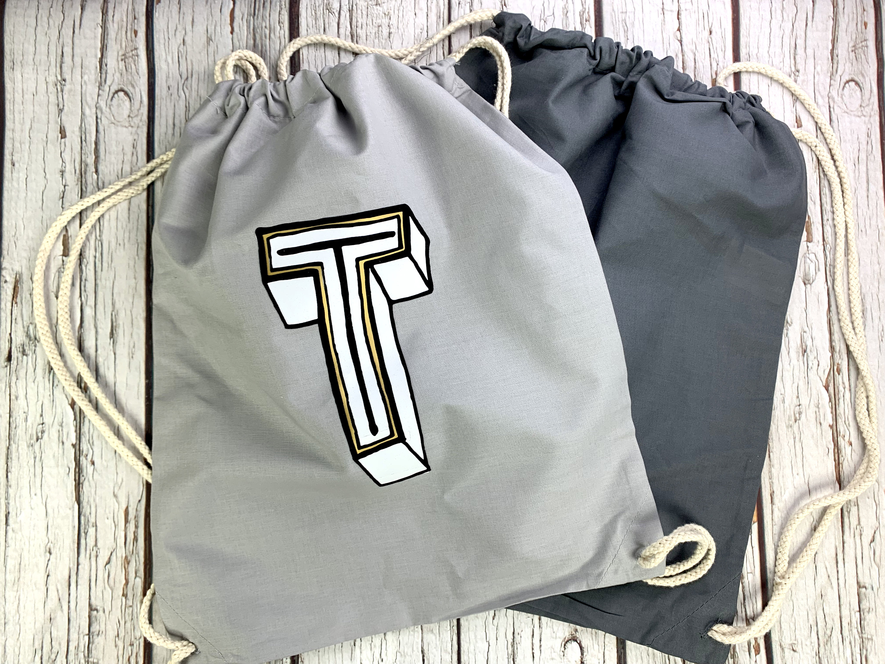 Personalised Drawstring Bag Alphabet Initial Letter Gymsac. Etsy