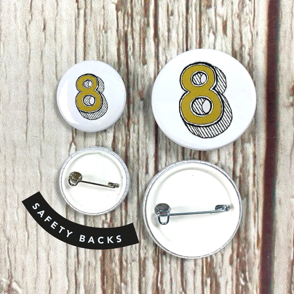 Fabric & Glitter Birthday Pin Badges Large 38mm. Age's 1, 2, 3, 4, 5, 6 ...