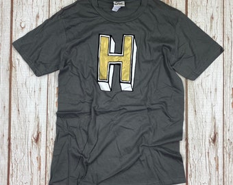 Ready to ship: Women's letter H T-Shirt. Tee's size S  Juniper Red font