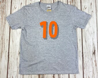 Ready to ship: Kids orange number 10 T-Shirt. Birthday/Age Child shirt. Children's Tee's 10