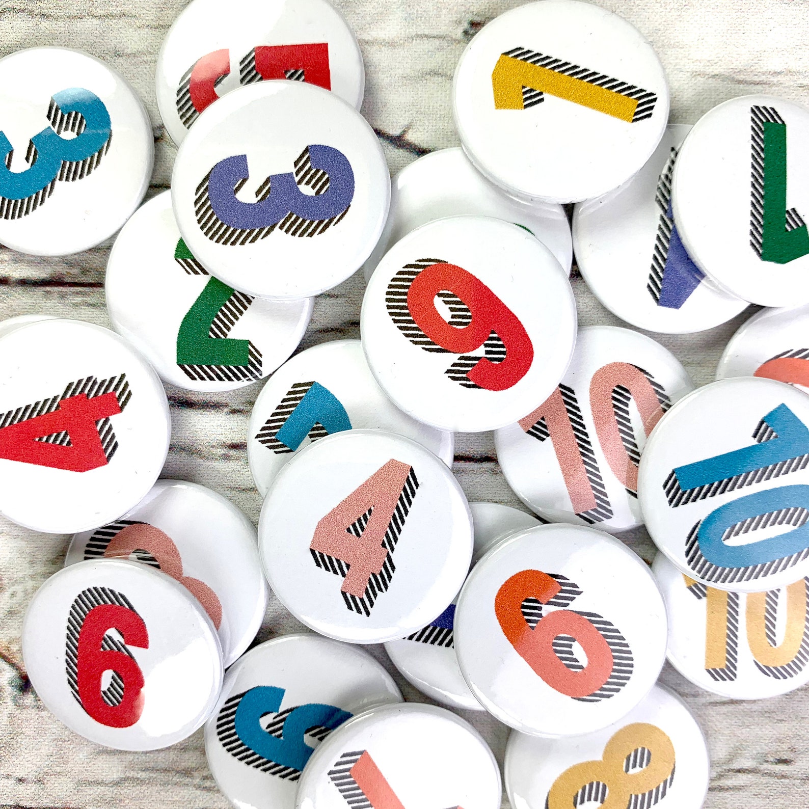 Number pin badges 25mm/ 1 inch. Letter Button rainbow of Etsy
