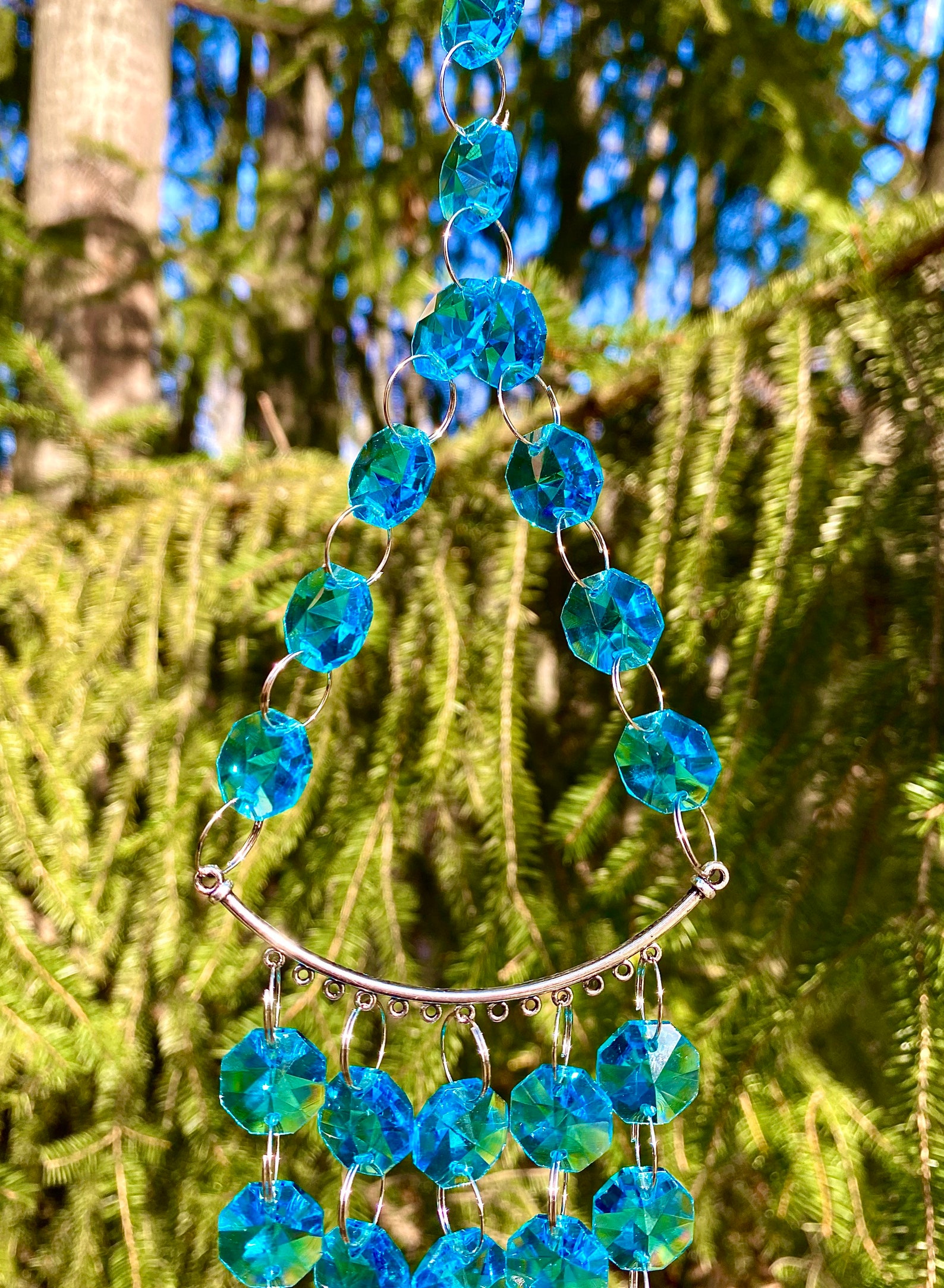 Blue Sun Catcher Crystal Sun Catcher Aqua Sun Catcher Etsy