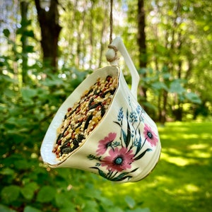 Tea cup bird feeder, bird feeders, tea cup suet feeder, suet cakes, suet cake feeders, bird feeder, gifts, gift sets, girl gift