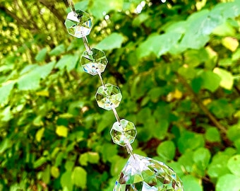 Crystal Sun Catcher, Handmade Crystal Gift, Unique Light Catcher, Boho Decor For Window, Rainbow Maker, Garden Decor, Hanging Prisms
