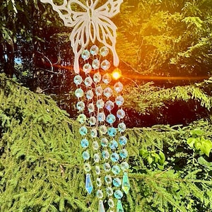 Butterfly sun catcher, crystal sun catcher, butterfly decor, hanging butterfly decor, butterfly, hanging prisms, gifts, sun catchers