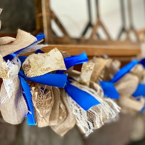 9ft Ribbon Garland, blue Garland, snowflake Garland, winter Garland, Christmas Garland, holiday Garland, holiday mantle decor, holiday decor