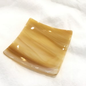 TeaSpoon Rest - Sandy Beach 3&quot; Stained Glass Ring Dish R10