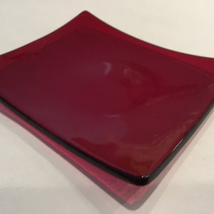 Ruby TeaBag Dish - Red Stained Glass Jewelry Ring Dish L17