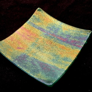 TeaBag Holder - Teal Aqua Green - Rainbow Iridized Trinket Jewelry Ring Dish i17