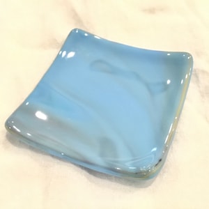 TeaSpoon Rest - Blue Mottled Stained Glass Trinket Ring Dish T29