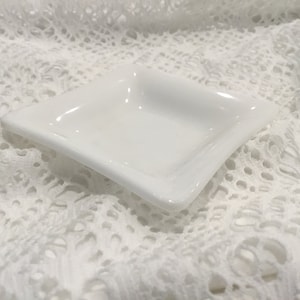 Square Sushi Dish - White Opal Stained Glass Jewelry Ring Dish T17
