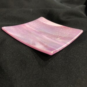 Ring / TeaBag Dish - Pink Iridized 3” Glass Trinket Spoon Rest i03