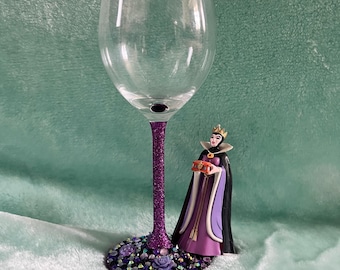 Evil Queen figure hand made wine glass