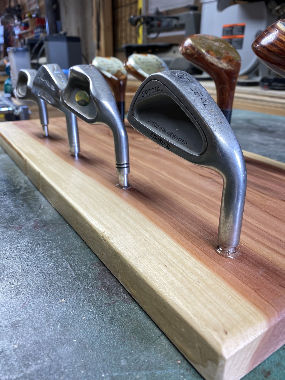 Repurposed Golf Club Wine Racks with Mesquite or Cedar Base. Etsy