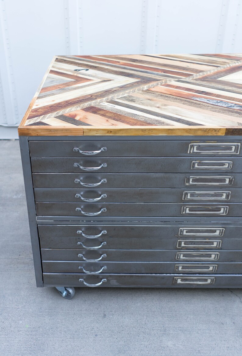 Industrial Coffee Table Chevron Coffee Table Flat File
