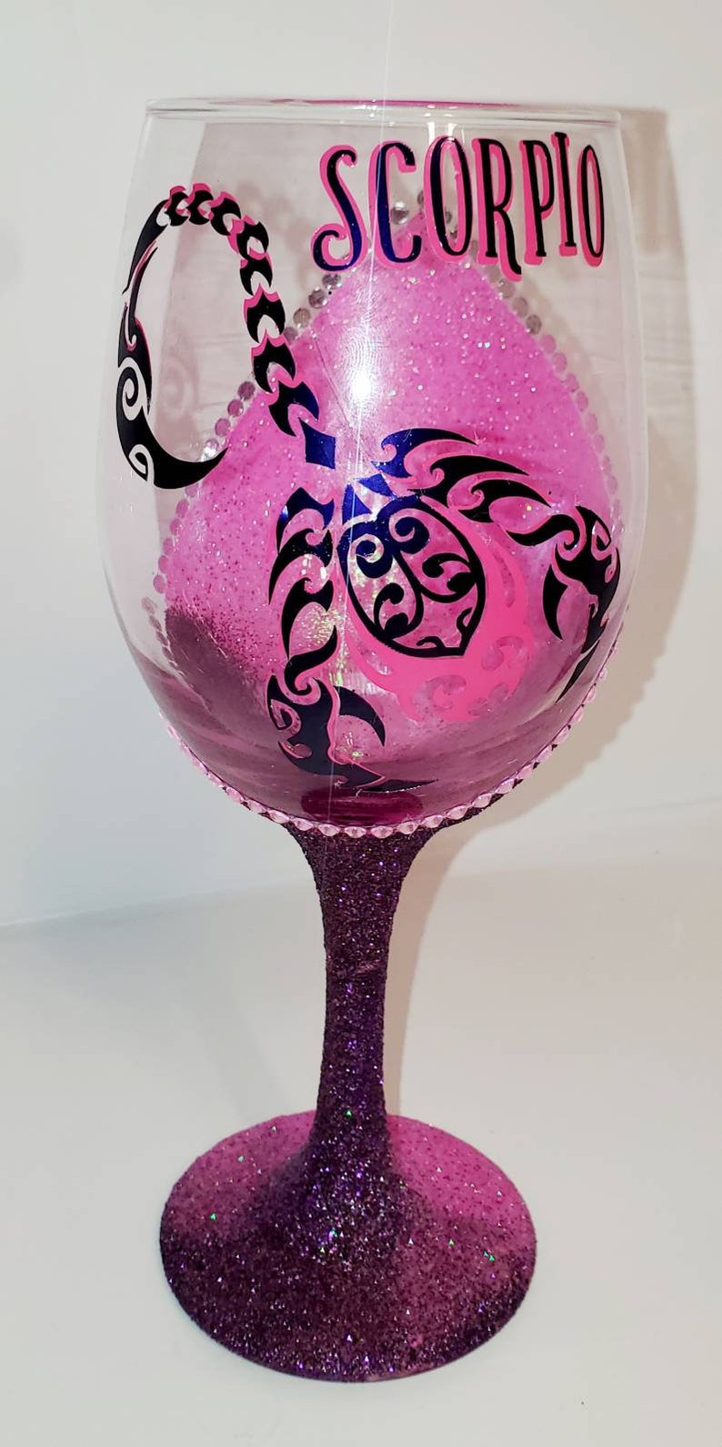 Scorpio Birthday Glitter Wine Glass