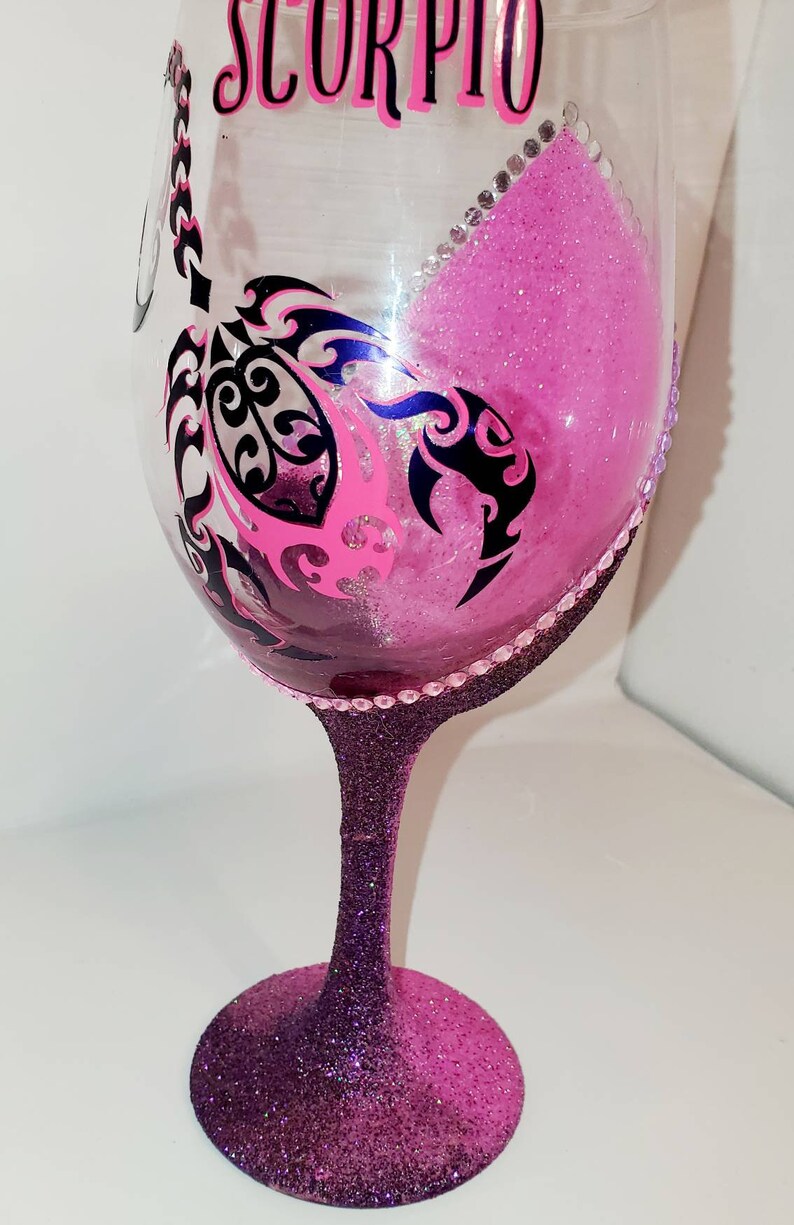 Scorpio Birthday Glitter Wine Glass