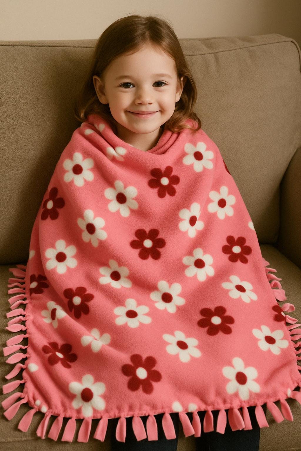 Handmade Tie Knot Blanket – Lightweight Cozy Fleece Throw – Perfect Gift