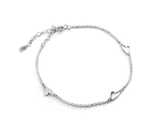 3 HEARTS Bracelet / Deidreamers Sterling Silver  / Great Layering Bracelet