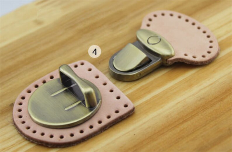 1set Genuine Leather Bag Buckle Hardware Brushed Brass Etsy