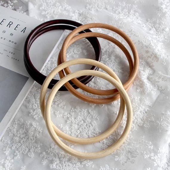MS 2Pcs Oval Round Natural Bamboo Bag Handle For Handcrafted Handbag