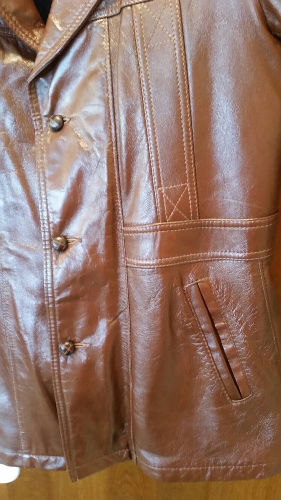 ▪️70’s【REED】 LEATHER JACKET Reed Leather Jacket Trench Coat Mens 44 Vintage 60s 70s