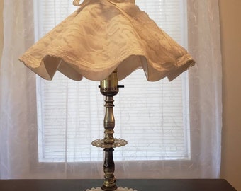 Vintage Fenton Hobnail Milk Glass Lamp - Shabby Chic Decor