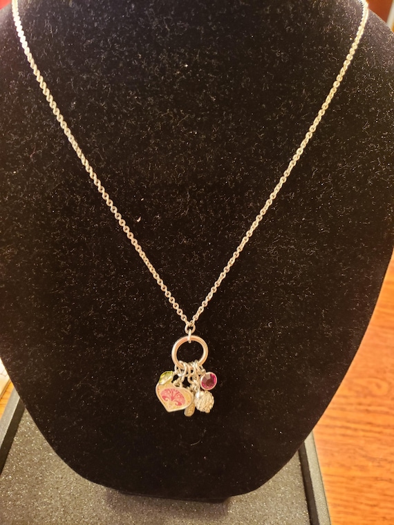 Vera Bradley Designer Silver Charm Necklace Womens