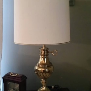 Solid Brass Vintage Stiffel Tall Table Lamp MCM Hollywood Regency Artichoke Lotus Design