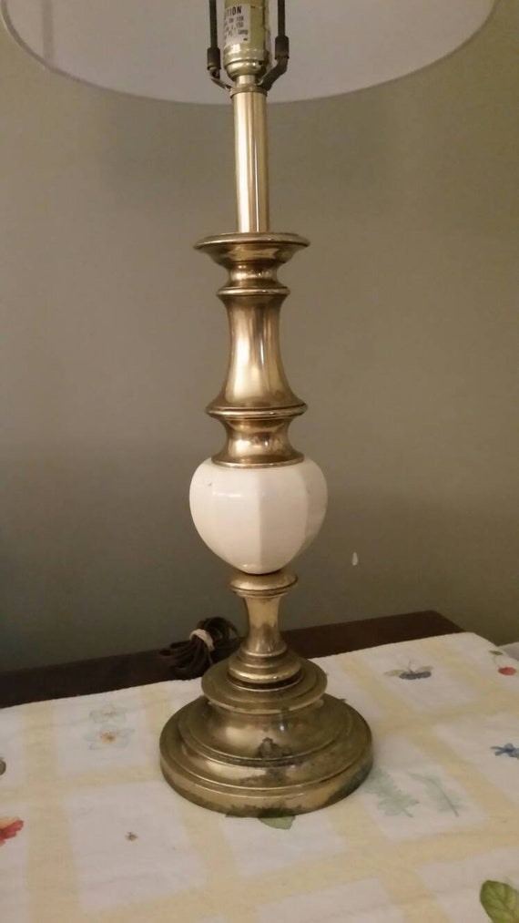 Vintage Stiffel Brass and Enamel Lamp Table Lamp Heavy Cast Solid Brass -   Canada