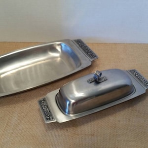 MCM Stanley Roberts stainless steel serving tray set