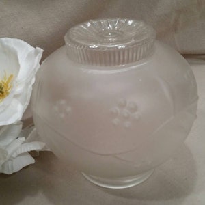 Vintage Flat Finish Frosted Glass Clear Floral Pattern Lamp Light Fixture Cover Globe