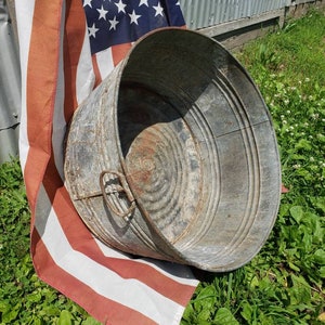 Vintage galvanized steel boiler wash tub