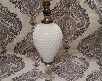 Vintage Hobnail Fenton Milk Glass Lamp