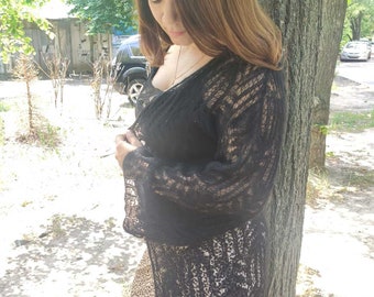 Summer night cardigan, knitted cardigan, weightless cardigan, evening style, weightless cardigan, openwork cardigan, black cardigan, knitting