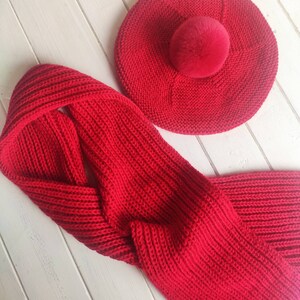 hat with pompom,knitted hat,hat and snood,knitted things,school set,for school,autumn hat,for girls,Handknit Wool Lined Neckwarmer Scarf