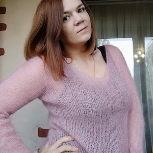 mohair sweater,knit sweater,vintage mohair sweater,fluffy jacket,mohair blouse,mohair pullovert,gift for a girl,for women,blouse with a cut