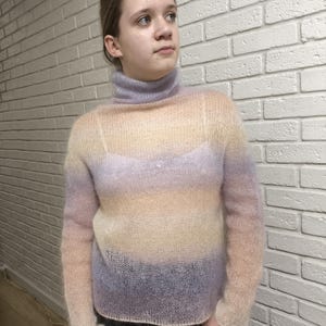 fluffy sweater,mohair blouse,knitted blouse,colorful sweater,knitted sweater, beautiful blouse,mohair blouse,rainbow blouse,vintage sweater
